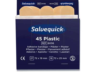 Plaster, Plast, 45 plastre pr refill, 6 pakker refill, Salvequick 