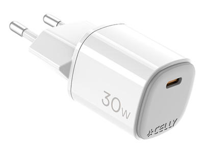 Celly UPTC1USBC30WWH oplader til mobil enhed Smartphone, Tablet, Telefon Hvid USB Indendørs