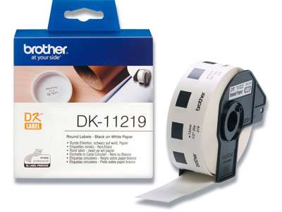 Labeltape, Runde etiketter, Ø12 mm, 1 rulle, Brother P-Touch DK-11219