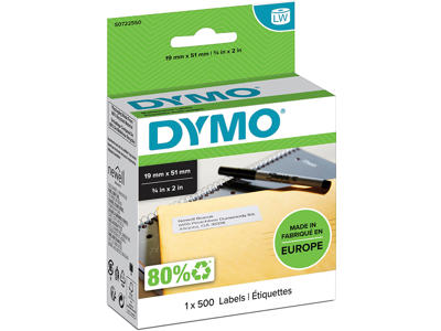 Labeletiketter, Universal, 19x51 mm, 1 rulle af 500 etiketter, Dymo LabelWriter 11355