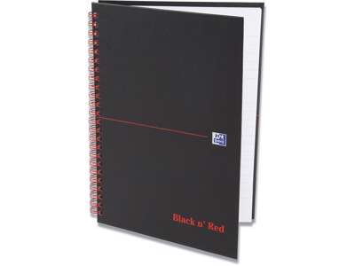 Notesblok, A5, Linjeret, Sort-rød, Oxford Black n´Red Scribzee