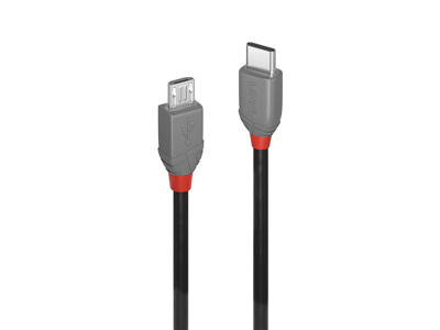 Lindy 36890 USB-kabel USB 2.0 0,5 m USB C Micro-USB B Sort, Grå