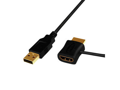 LogiLink CH0081 videokabel adapter HDMI Type A (Standard) HDMI + USB Sort