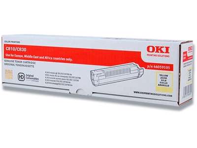 Toner, C810-C830, Yellow-gul, 8.000 sider, OKI 44059105