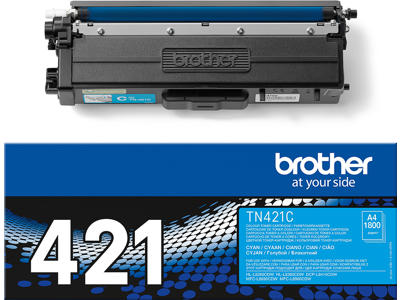 Toner, TN421C, Cyan-blå, 1.800 sider, Brother 