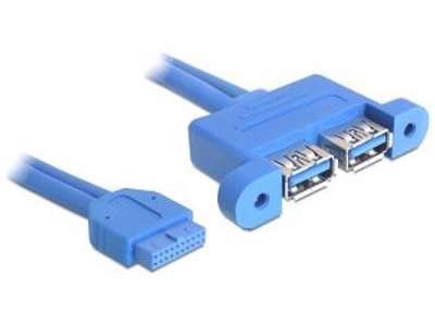 DeLOCK 82941 USB-kabel USB 3.2 Gen 1 (3.1 Gen 1) 0,45 m 2 x USB A Blå