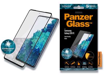 Skærmbeskyttelse, Samsung Galaxy S20FE, Sort, 1 stk, PanzerGlass Antibacterial - Case Friendly 