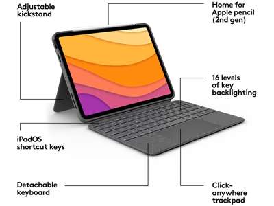 Logitech iPad Air 10.9'' (4th gen.) Combo Touch, Grey (Nordic)