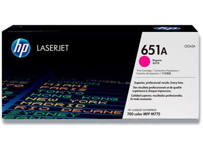 Toner, 651A, Magenta-rød, 16.000 sider, HP CE343A