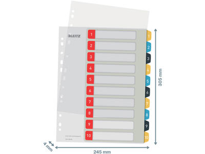 Registerblade, A4 Maxi, 1-10, Flerfarvet i Leitz Cosy farver, Leitz Cosy 