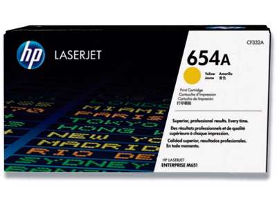 Toner, 654X, Yellow-gul, 15.000 sider, HP CF332A