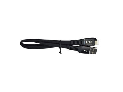 Leba geflochtenes MFI Flachkabel| USB-A auf Lightning| 1.2m| schwarz| 1,2 m Sort