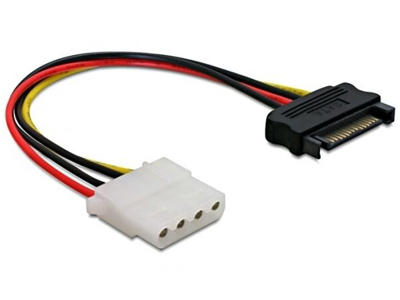 DeLOCK Power SATA/Molex Cable Sort, Rød 0,12 m