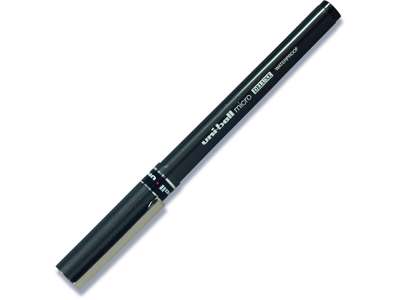 Rollerball pen, 0.5 mm, 0.2 mm, Sort, uni-ball Micro Deluxe UB-155-46