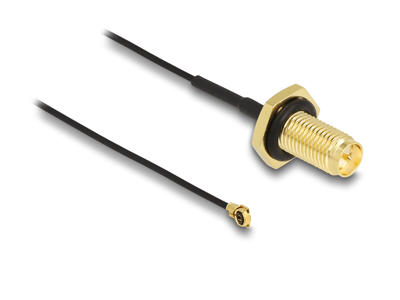 DeLOCK 88383 koaxial kabel 0,35 m RP-SMA I-PEX MHF1 Sort, Guld