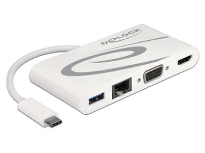 DeLOCK 87731 dockingstation USB 3.2 Gen 1 (3.1 Gen 1) Type-C Grå, Hvid