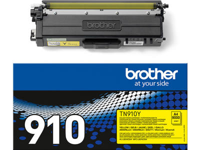 Toner, TN910Y, Yellow-gul, 9.000 sider, Brother 