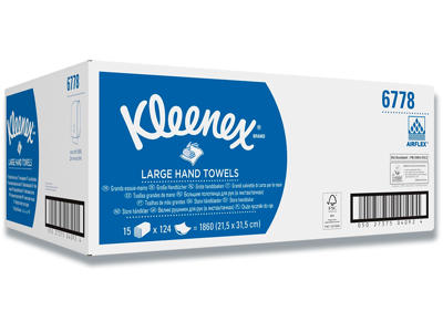 Håndklædeark, 2 lag, Z-fold, 1860 ark, Kimberly-Clark Kleenex