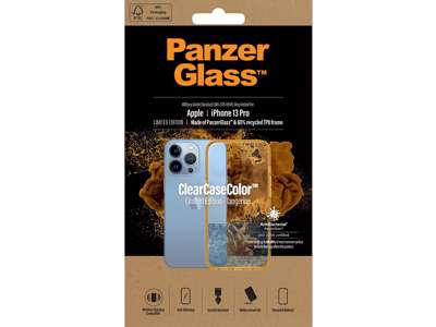 Cover, iPhone 13 Pro, Case, Transparant med Tangerine ramme, PanzerGlass Antibacterial - ClearCase 