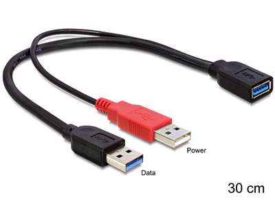 DeLOCK 83176 USB-kabel USB 3.2 Gen 1 (3.1 Gen 1) 0,3 m USB A 2 x USB A