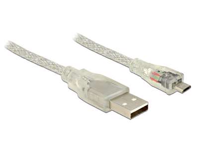 DeLOCK 3m, USB2.0-A/USB2.0 Micro-B USB-kabel USB A Micro-USB B Transparent