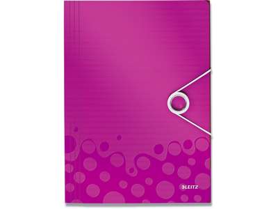 Samlemappe, 3 klapper, 1 elastik, Metallic pink, Leitz WOW 