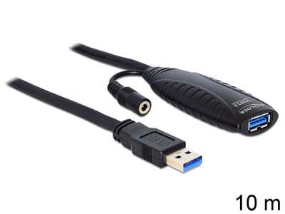 DeLOCK USB3.0-A - USB3.0-A, 10m USB-kabel USB 3.2 Gen 1 (3.1 Gen 1) USB A Sort