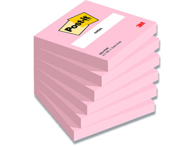 Memonotes, 76x76 mm, Pink, 6 blokke, Post-it 