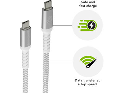 USB kabel, USB-C to USB-C, White, 2.5m, dbramante1928 Re-charge BRD