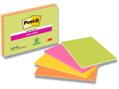 Memonotes, 101x152 mm, Assorteret Meeting, 4 blokke, Post-it Super Sticky Meeting