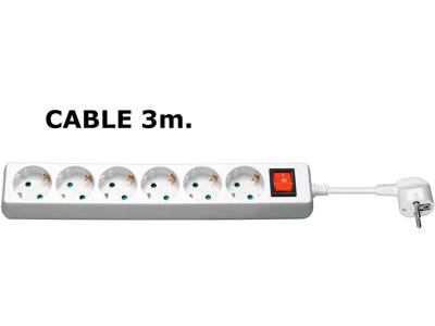 Microconnect GRU0063W stikdåse 3 m 6 AC stikkontakt(er) Indendørs Hvid