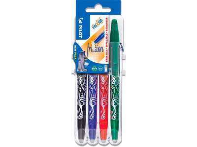 Rollerball gelpen, 0.7 mm, 0.35 mm, Sort, blå, rød, grøn, Pilot FriXion Ball BL-FR7