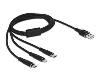 DeLOCK 87155 USB-kabel USB 2.0 1 m USB A Micro-USB B/Lightning/Apple 30-pin Sort