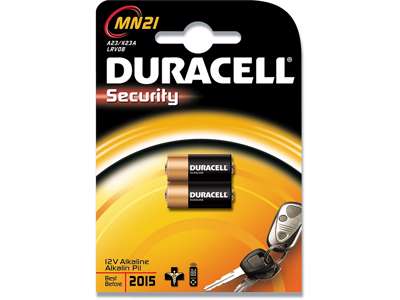 Batteri, MN21, 12 V, 2 stk, Duracell Security