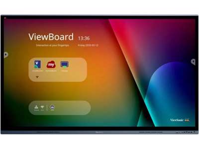 Viewsonic IFP7562 skilte display Interaktivt fladpanel 190,5 cm (75") LED Wi-Fi 350 cd/m² 4K Ultra HD Sort Berøringsskærm Indbygget processer Android