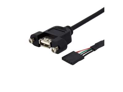 StarTech.com 30 cm Inbouwpaneel USB Kabel - USB A naar Moederbord Aansluitkabel F/F USB-kabel 0,3 m Sort