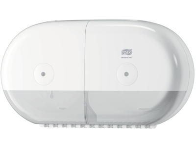 Toiletpapirdispenser, Til 2 mini ruller, Centertræk, Hvid, Tork SmartOne Twin Mini T9