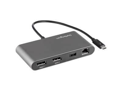 StarTech.com TB3DKM2DPL dockingstation Ledningsført Thunderbolt 3 Grå