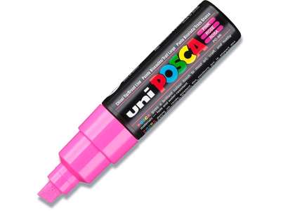 Paint marker, 8 mm, Pink, Skrå spids, uni Posca PC-8K