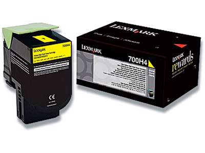 Toner, 700H4, Yellow-gul, 3.000 sider, Lexmark 70C0H40