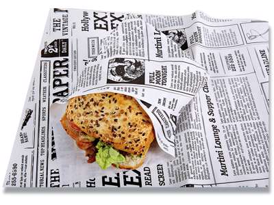 Sandwichpapir, Old News, 37x50 cm, 50+6 gr, Duplex PE-belagt, 1000 stk