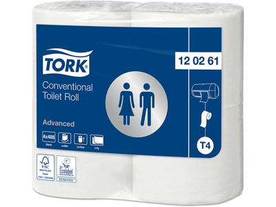 Toiletpapir, Udvendig oprulning, 2 lag, 24 ruller, Tork Advanced T4