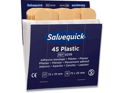 Plaster, Plast, 45 plastre pr refill, 6 pakker refill, Salvequick 