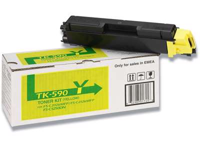 Toner, TK-590Y, Yellow-gul, 5.000 sider, Kyocera 