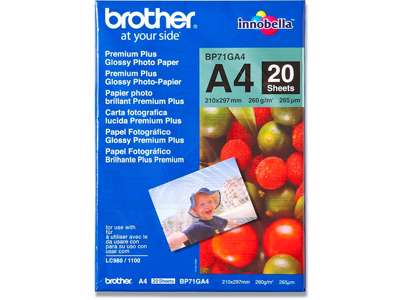 Fotopapir, A4, 260 g, 20 ark, Brother Premium Plus Glossy