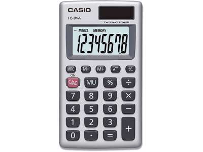 Regnemaskine, Standard, 8 cifre, Lysegrå-Mørkegrå, Casio HS-8VA-S