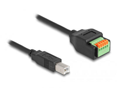 DeLOCK 66457 kabel kønsskifter USB 2.0 Type-B 5 pin terminal block Sort, Grøn