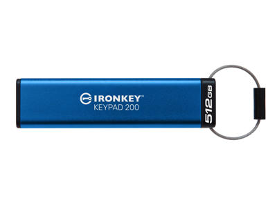 Kingston Technology IronKey 512 GB Keypad 200, FIPS 140-3, niv. 3 (afventer) AES-256 krypteret