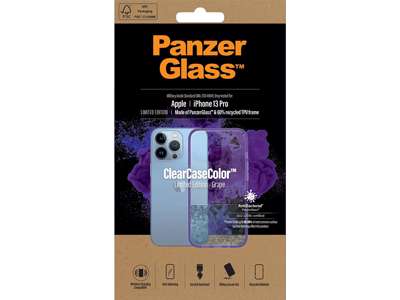 Cover, iPhone 13 Pro, Case, Transparant med Grape ramme, PanzerGlass Antibacterial - ClearCase 