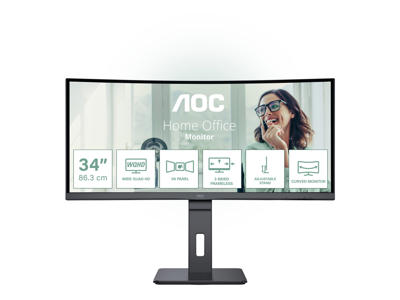 AOC CU34P3CV computerskærm 86,4 cm (34") 3440 x 1440 pixel UltraWide Quad HD LED Sort